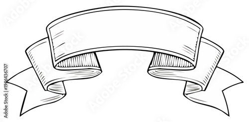 Engraved scroll banner illustration, old-fashioned style for titles and messages, vintage design