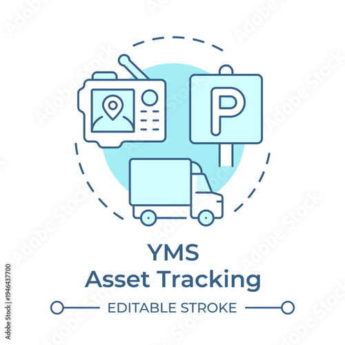 Asset tracking soft blue concept icon. Real time monitoring and visibility. Key component of YMS. Round shape line illustration. Abstract idea. Graphic design. Easy to use in promotional material