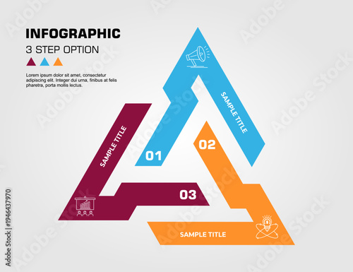 Venn diagram infographic chart template for business 3 step options, presentation with venn diagram elements vector illustration.