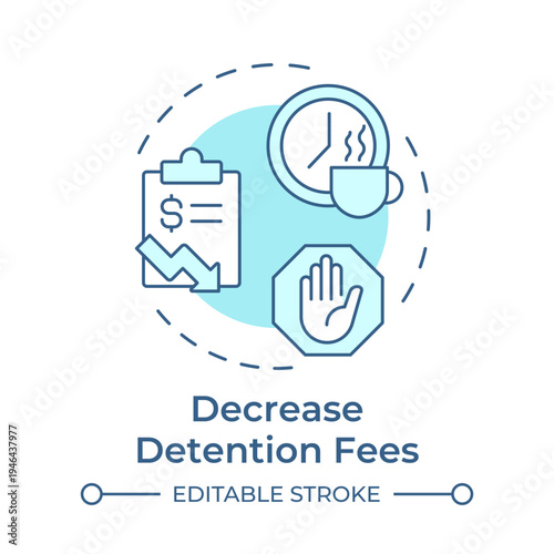 Decrease detention fees soft blue concept icon. Finances. Benefit of yard management system. Round shape line illustration. Abstract idea. Graphic design. Easy to use in promotional material