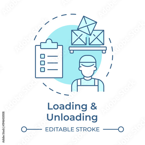 Loading and unloading soft blue concept icon. Transportation. Yard management process flow. Round shape line illustration. Abstract idea. Graphic design. Easy to use in promotional material