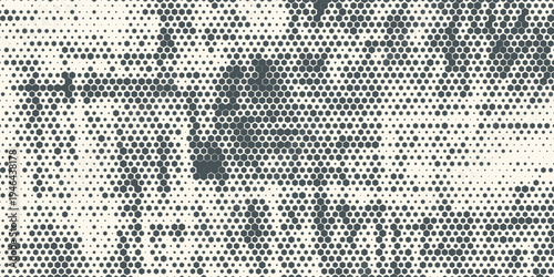 Hexagon Shapes Vector Abstract Geometric Technology Oscillation Wave Isolated on Light Background. Halftone Hex Retro Simple Pattern. Minimal 80s Style Dynamic Tech Wallpaper