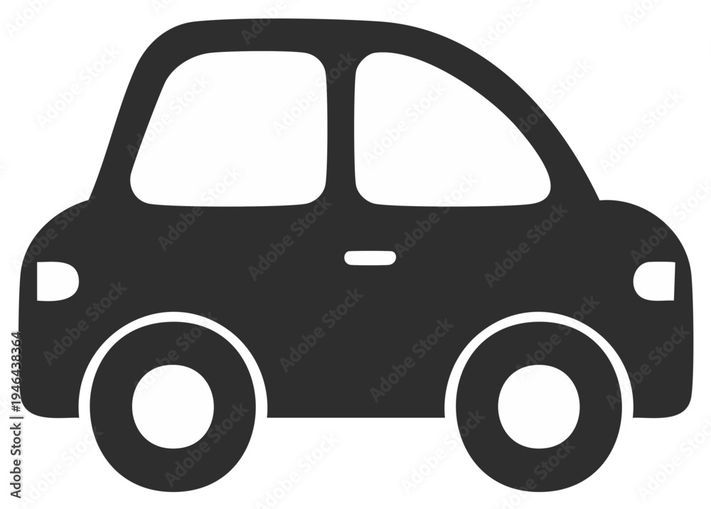 Fototapeta premium Simple dark grey compact car icon vector illustration automobile symbol transport