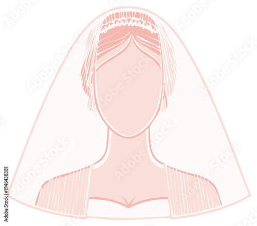 Elegant wedding veil with delicate lace headband framing a bride's silhouette.