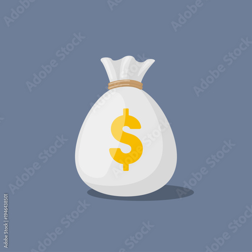 Money bag icon with a dollar sign. flat money bag in cartoon style. flat design vector illustration on isolated background.
