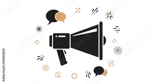 Black Megaphone Loudspeaker Icon Graphic.