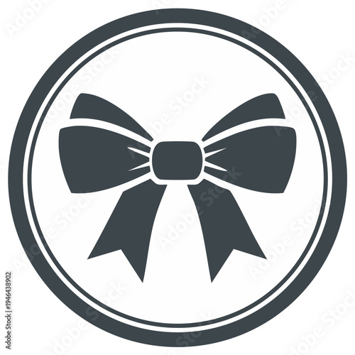Bow Ribbon in Circle Frame Decoration Ornament Graphic Icon Vector Symbol Celebration Gift Wrapping Package Design