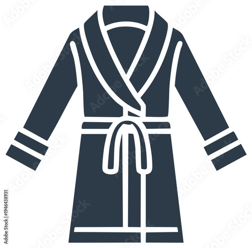 Iconic bathrobe illustration in simple dark blue color for relaxing