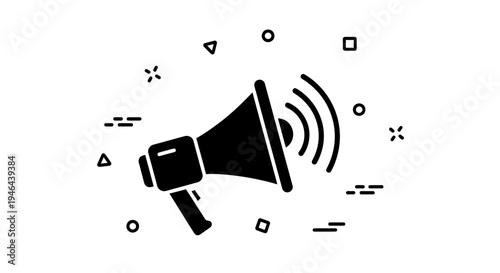 Black Megaphone Loudspeaker Icon Graphic.