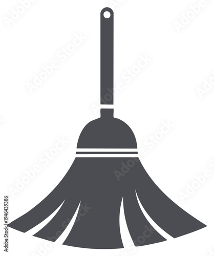 Dust mop flat icon, cleaning tool illustration, grey simple design for surface sanitization