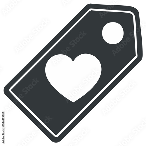 Black Price Tag with Heart Shape for Discounts Offers Sales Promotions Valentine