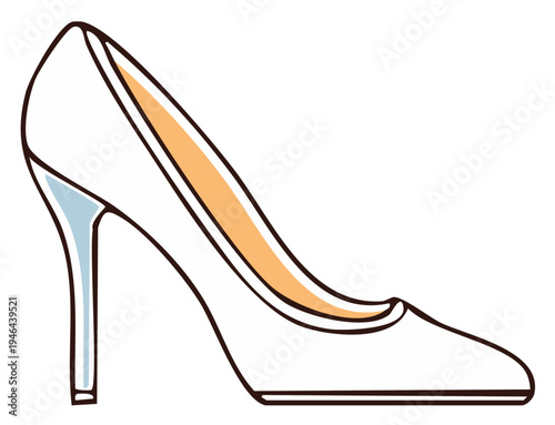 Elegant high heel pump shoe line art vector illustration for fashion