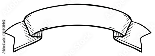 Classic Hand Drawn Banner Shape with Copy Space for Text and Graphics