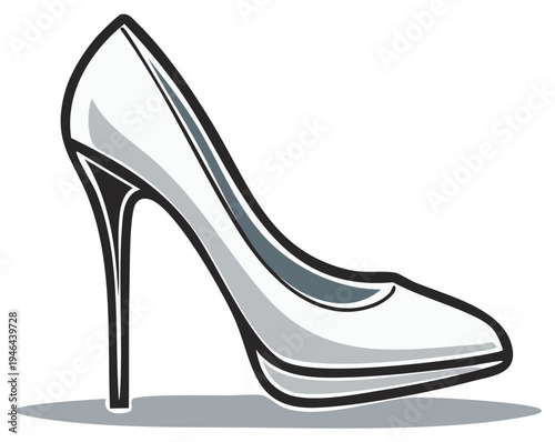 Illustration of a High Heel Stiletto Pump, Formal Fashion Footwear