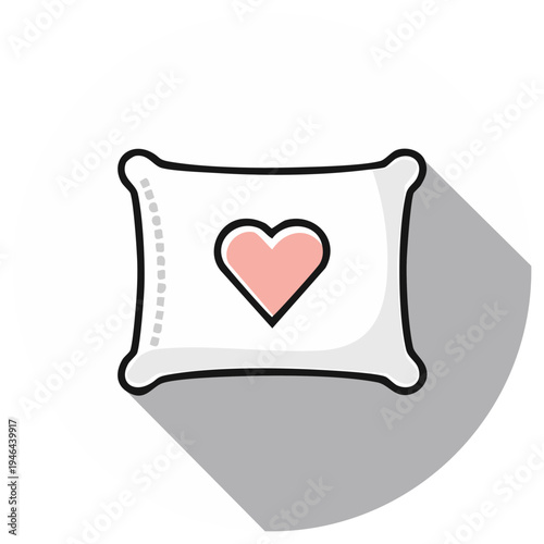 Illustrative Pillow with Pink Heart Design for Love Themes and Romance Concepts