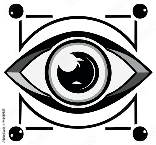 Abstract Geometric Eye Symbol with Circular and Square Elements