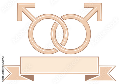 Two Interlocking Male Symbols With a Banner For Text
