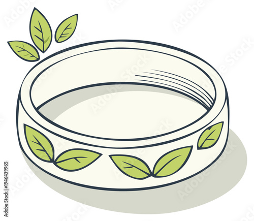 Ceramic Trinket Dish with Leaf Design Simple White Pottery Small Plate for Jewelry or Keys Leaves Design Sketch