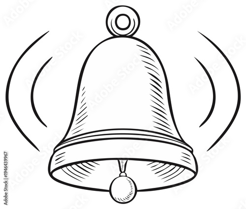 Hand Drawn Ringing Bell Illustration Alert Notification Call