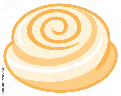 Illustration of a cinnamon roll with a cream swirl, isolated on a white background.