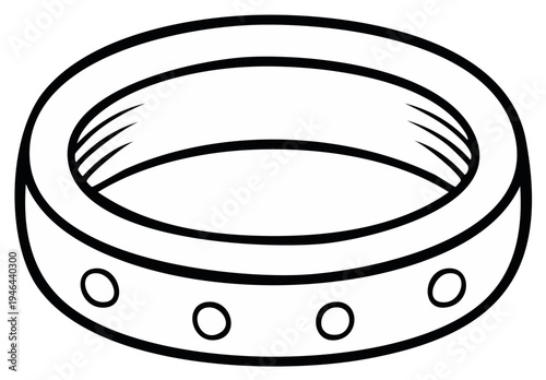 Hand drawn ring illustration with small circular details on the band