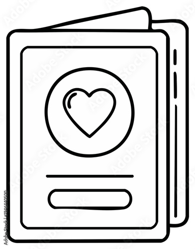 Illustration of a greeting card with a heart symbol on a white background