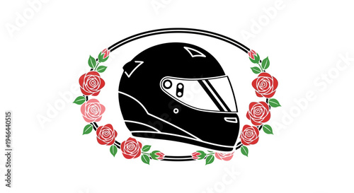 Black Motorcycle Racing Helmet Design.