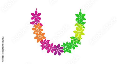 Colorful flowers in a necklace.