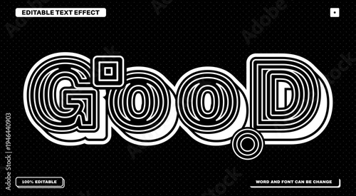 Good Editable Text Effect with Black and White Maze Line Art Style and 3D Typography