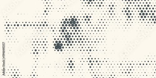 Hexagon Shapes Vector Abstract Geometric Technology Oscillation Wave Isolated on Light Background. Halftone Hex Retro Simple Pattern. Minimal 80s Style Dynamic Tech Wallpaper