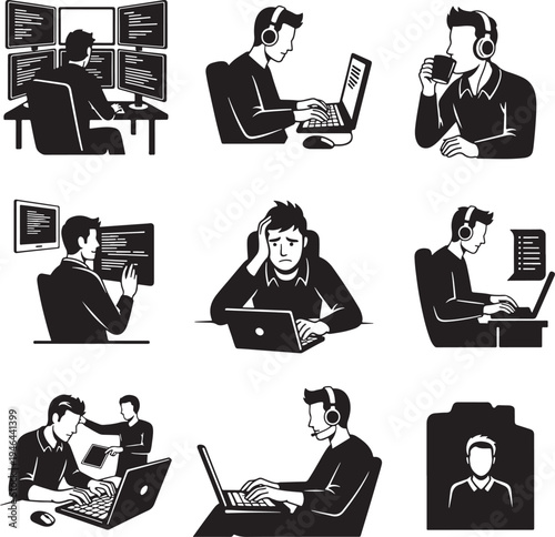 Set of 9 customer service icons vector