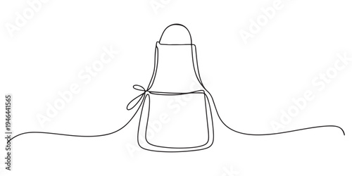 Continuous line drawing of apron for cooking one line drawing of apron clothes single line vector.