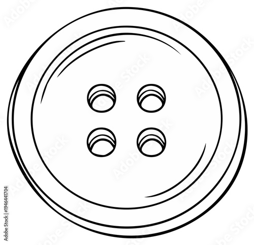 Hand-drawn illustration of a classic four-hole round sewing button