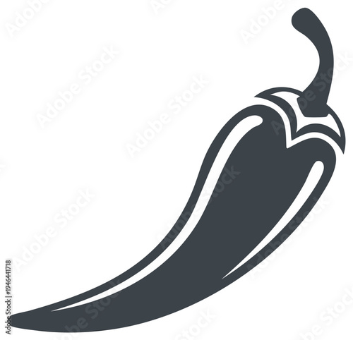 Chili pepper illustration: Single hot pepper image for food ingredient or spice concept