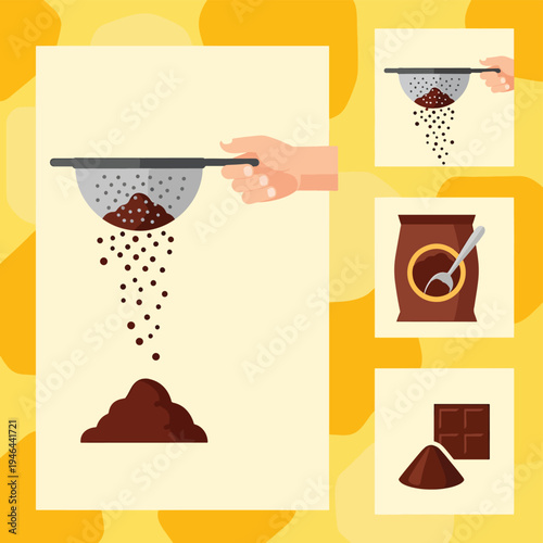 Cocoa Powder Preparation Steps Vector
