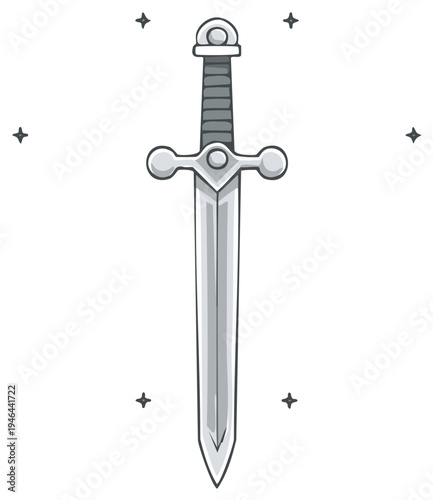 Elegant Silver Sword Illustration for Fantasy Game Design and Medieval History Projects