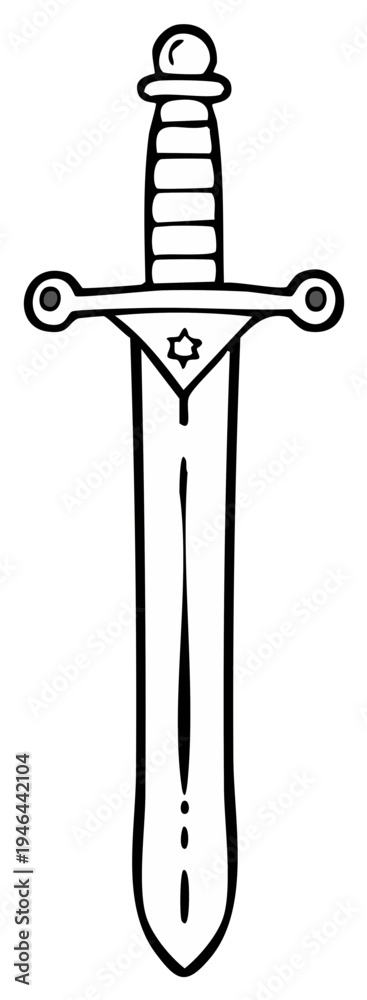 Obraz premium Ornate Medieval Sword Illustration: Fantasy Weapon Icon, Graphic Design