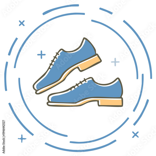 Stylish blue formal dress shoes with laces and brown soles vector graphic design