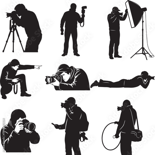 Set of 9 photography icons vector