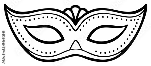 Carnival mask outlined drawing design element, masquerade decoration