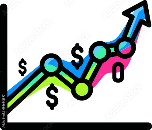 Financial growth chart showing increasing profit margins