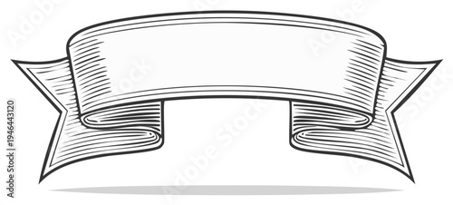 Engraved Style Banner Ribbon Graphic Vintage Design Element