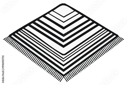 Traditional Mexican Serape Blanket with Geometric Pattern and Fringe Details