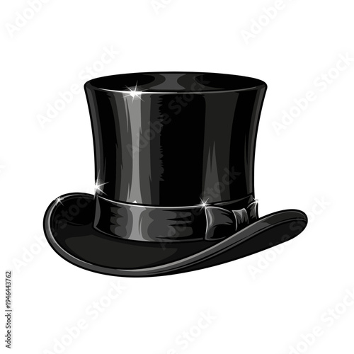 Shiny black top hat illustration.