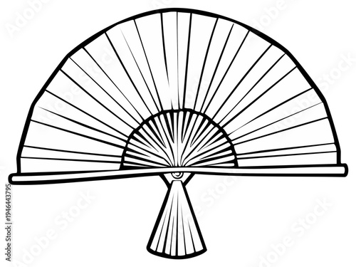 Open hand fan design vector illustration monochrome isolated