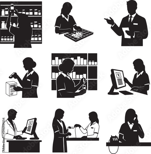 Set of 9 pharmacy and retail icons vector
