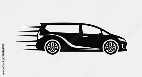 Black silhouette of a speeding car