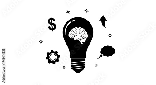 Light Bulb with Brain Inside.