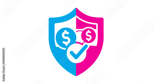 Shield with dollar sign protection symbol.