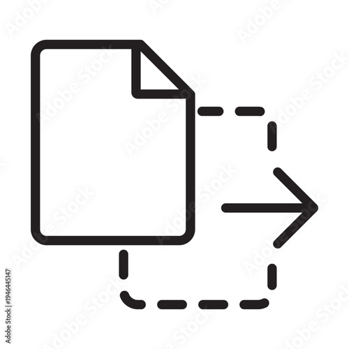 Linear icon showing a file being moved or transferred to another location